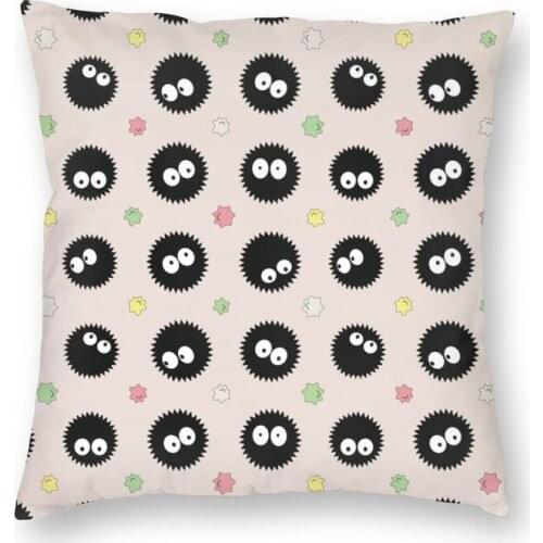 Soot Sprites Totoro Square Pillow Case Decoration Studio Ghibli Anime Cushion Cover Throw Pillow for Sofa Double-sided Printing