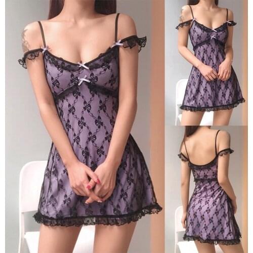 Fairy Summer Dress Girly Bow Lace Mesh Satin Purple Strap Mini Dresses Pastel Goth Y2K Clothes