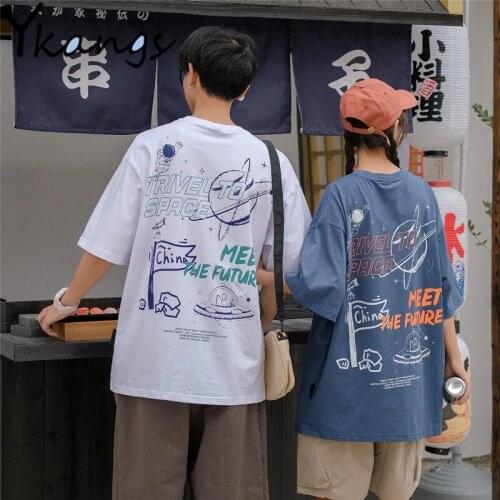 Summer Graffiti Graphic Oversized Short Sleeve T-shirts Women Anime Aesthetic Goblincore Korean Clothing Fashion Blouses Female