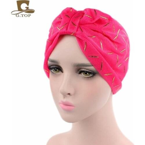Summer Bandanas Women Stretchy Turban Muslim Hat Headband Warp Female Chemo Hijab Knotted Indian Cap Head Wrap Hair Accessories