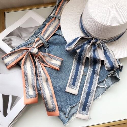 4X190CM NEW Koean extra long small silk scarf for women hair bands bag strap infinity scarf neckerchief belt neck ladies scarves
