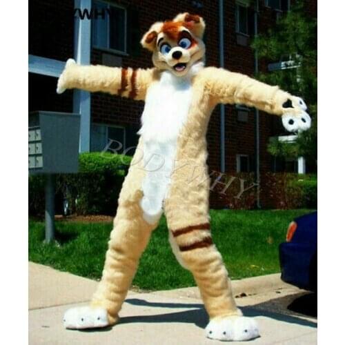 Fursuit Long Beige Fur Husky Dog Furry Mascot Costume Fox Dog Cosplay Party Fancy Dress Brithday Party Outfit Adult Size