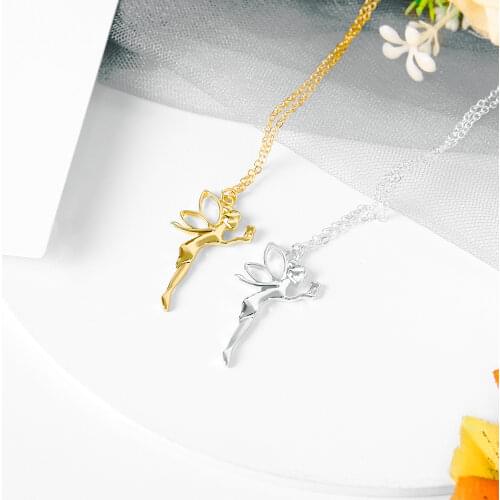Fashionable Elf Fairy Pendant Necklace Chain For Girls Children Women Sweet Cute Trendy Daily Party Jewelry Adjustable Length