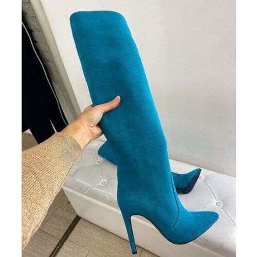 Moraima Snc Fashion Pointed toe Knee High Boots Sexy Thin Heels Boots for Woman Hot Selling Long Boots
