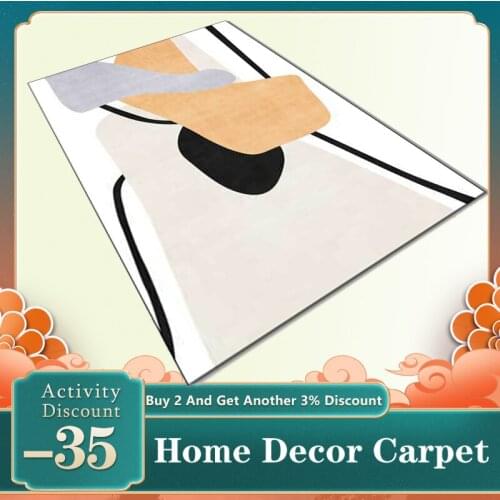 Simple Geometric Pattern Living Room Decor Carpet Modern Design Black White Yellow Rugs For Bedroom Soft Home Bedside Area Mat