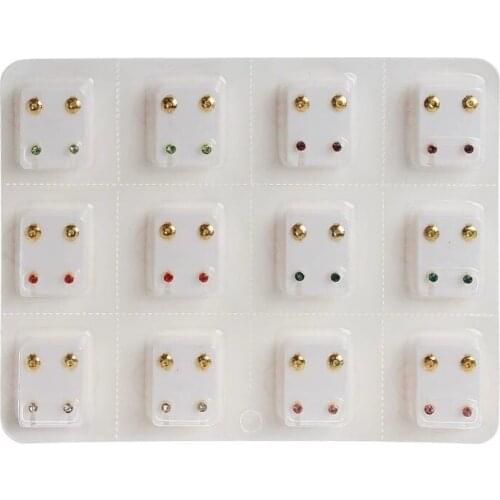 2021 Trend 12 Pairs Ear Piercing Gun Earrings Disposable Set Hypoallergenic Ear Stud Jewelry