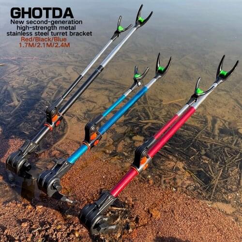 1.7M 2.1M 2.4M Fishing Rod Bracket Portable Folding Stainless Steel Fishing Rod Holder Telescoping