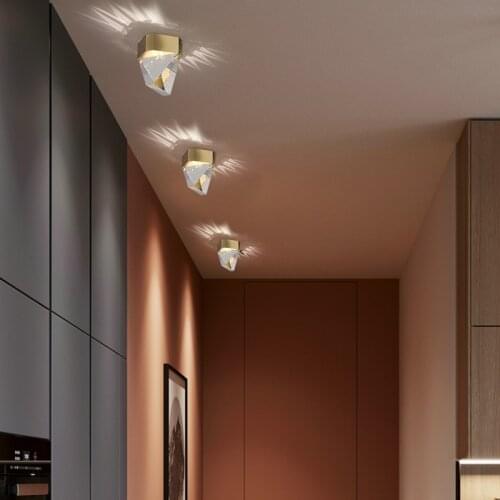 Nordic crystal ceiling lamp cloakroom postmodern light luxury aisle corridor led surface mounted ceiling light fixture