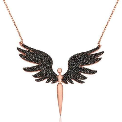 Tevuli 925 Sterling Silver Black Michael Angel Lady Necklace