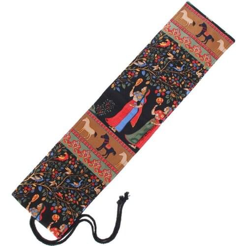 36/48/72 Holes Vintage Canvas Roll Up Curtain Pencil Case Box Stationery Pen Brushes Comestic Bag Curtain Pouch School Supplies