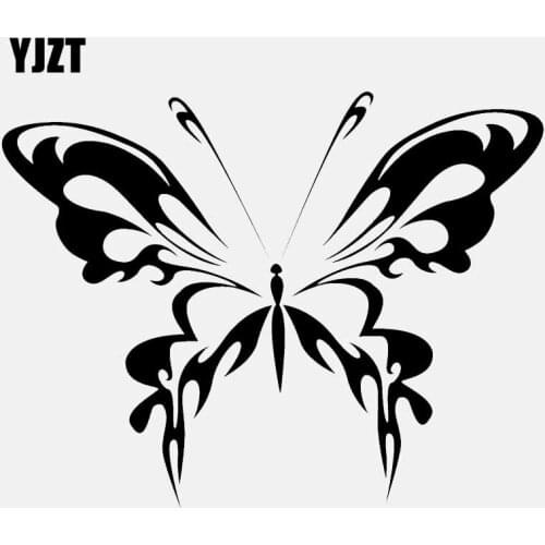 YJZT 15CM*11.6CM Vinyl Car Sticker Butterfly Insect Animal Decal Black/Silver C24-0110