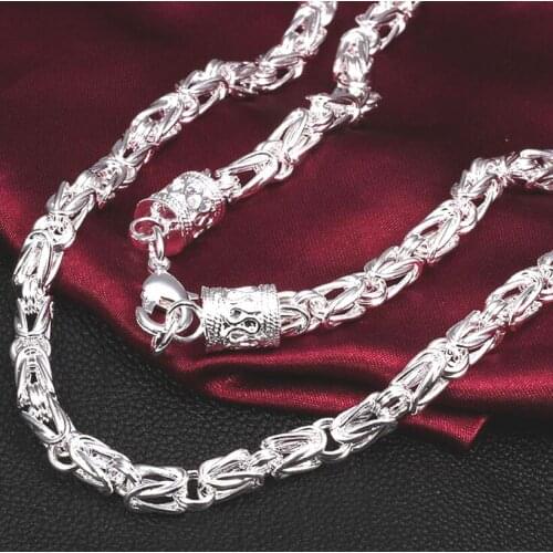 New Arrivals Women 5MM Full Sideways Silver Necklace 925 Sterling Silver Fashion Jewelry Women Men Link Chain Necklace X02