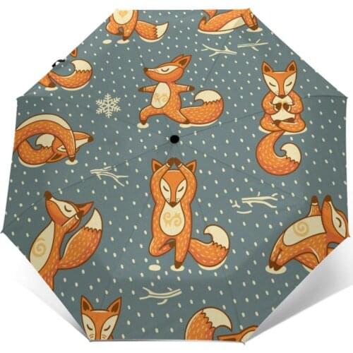 Sunny Umbrella Winter Yoga Fox Automatic folding portable men women umbrella Sunscreen rain Windproof beach parasol