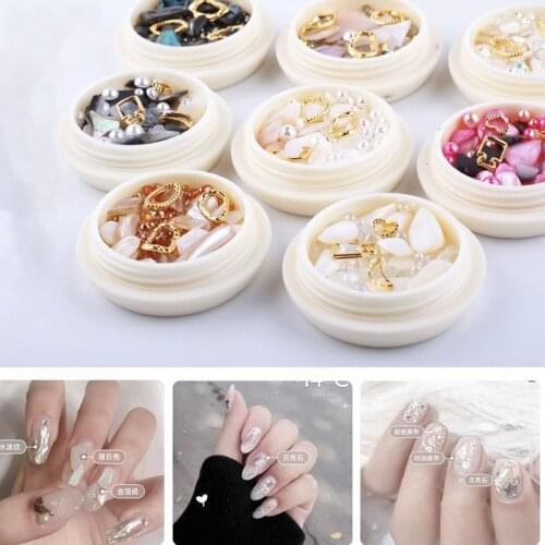 1 Box Nail Art Decorations 3D Shiny Abalone Pearl Shell Flake Nail Rhinestone Supplies Charms Spangles Tips Manicure Accessories