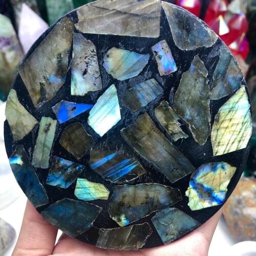 1PC Natural Labradorite Plate Slice Quartz Crystal Mineral Specimen Display Healing Natural Stones and Minerals