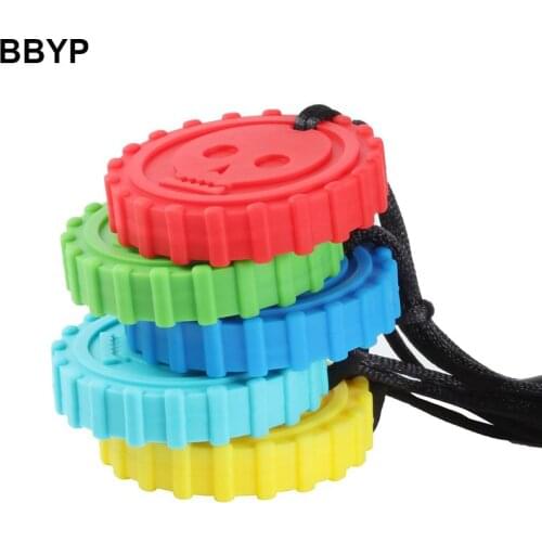 10Pcs Silicone Chew Necklace Skull Baby Teether Chew Pendant Sensory Toys for Autism Food Grade Silicone Molar Stick