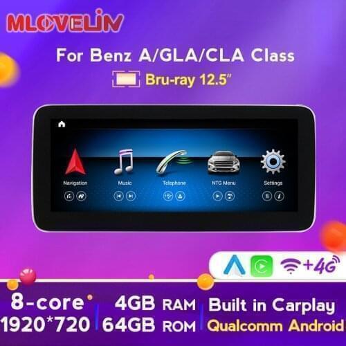 12.5''Blu-ray anti-glare screen Car Multimedia For Mercedes Benz A Class W176 /GLA X156 /CLA C117 2013-2018 Radio SD