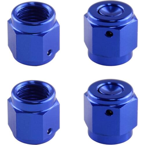 4PCS Aluminum 4-AN AN4 Adapter Female Flare End Cap / Plug / Tube Nut Fitting Blue