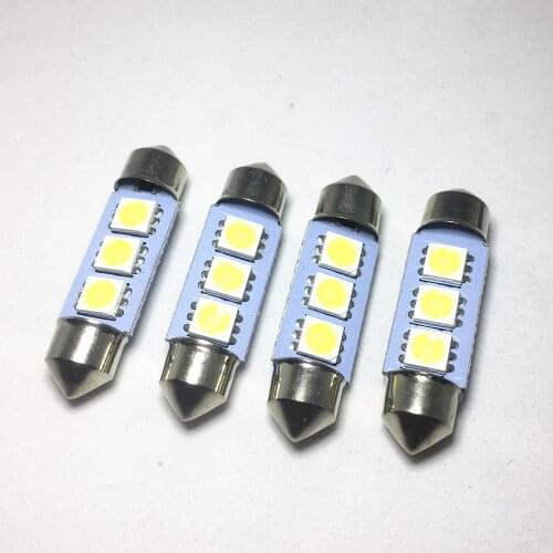 4pcs Car Auto 36mm 39mm 41mm Festoon Dome LED 5050 3-SMD Festoon led White Reading Lights Chip Light Bulbs License plate lamp