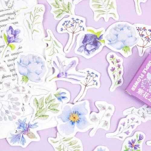 20Packs Wholesale Box Sticker Purple Flower blue green Decorative stickers diy Scrapbook hand account cut phone case 4CM