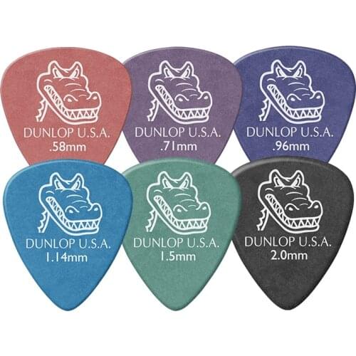 6pcs Dunlop Gator Grip Guitar Pick Plectrum Mediator Vintage Guitar Parts Accessories Guitar Picks 0.58/0.71/0.96/1.14/1.50/2mm