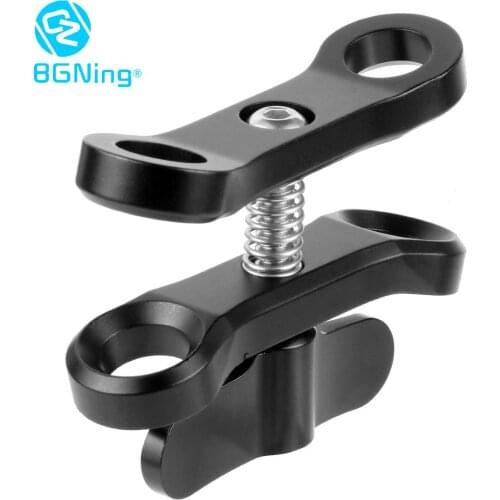 Aluminum Diving Ball Clamp 2 Holes Long Butterfly Clip SLR Camera Light Arm Tray Bracket Mount Adapter Underwater Photography
