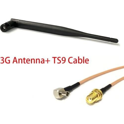 3G Antenna Rubber 5dBi 850/900/1800/1900/2100 MHZ SMA Male Connector + SMA Female Connector To TS9 Male Connector RG316 Cable