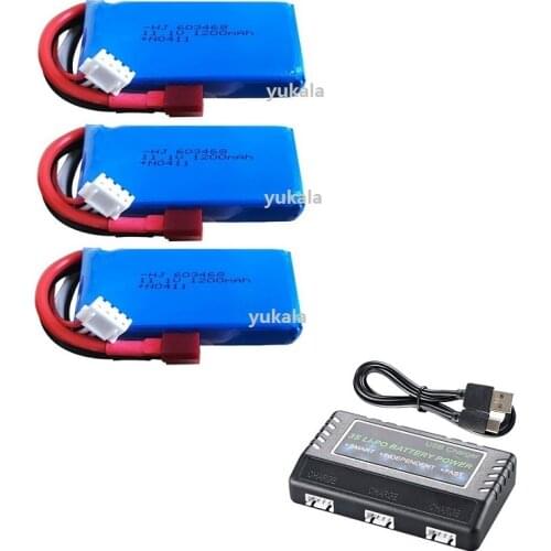 WLtoys Car WL915 High Speed Vehicle F1 Racing Boat Parts RC Battery 11.1v 1200mah 3S T Plug 603468 with charger case