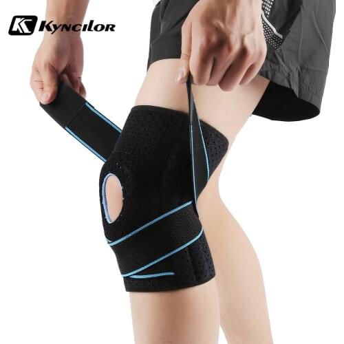 Gym Sports Knee Support Joint Pain Bandage Silicone Spring Nylon Knee Brace Running Biking Basketball Knee Sleeve