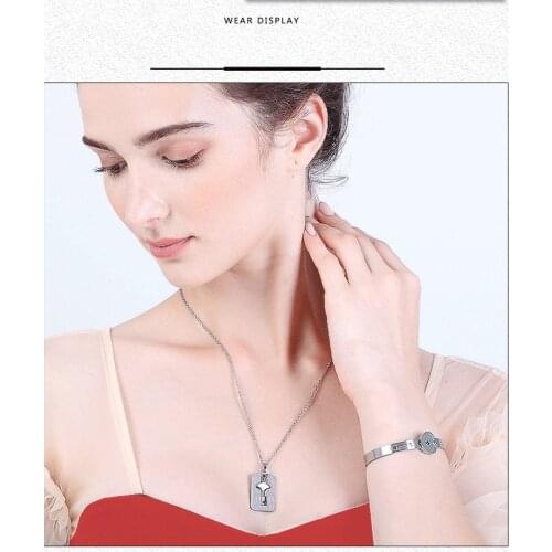 Concentric Lock Key Bracelet Non-Fading Forever Love Jewelry Set Vanentines Day Birthday Anniversary Memorial Day Gift