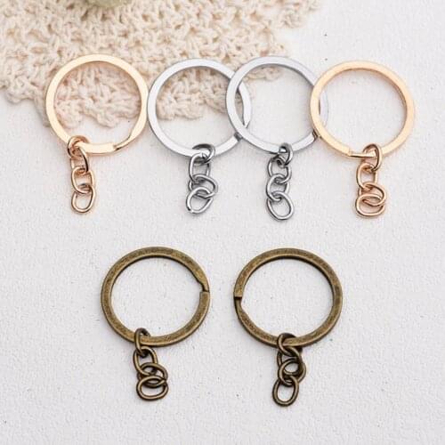10pcs 30mm Key Chain Key Ring Bronze Rhodium Gold Color 28mm Long Round Split Keyrings Keychain Jewelry Making Wholesale