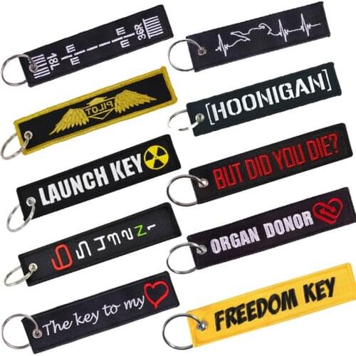 1 PC Keychain for Car Keys Remove Before Flight Embroidery Key Ring porte clef Special Tag Label Aviation Key Chains Key Fobs