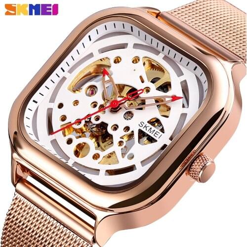 SKMEI Men Watch Luxury Automatic Mechanical Stainless Steel Wristwatch Quartz Waterproof Bracelet Male Sports Clock montre homme
