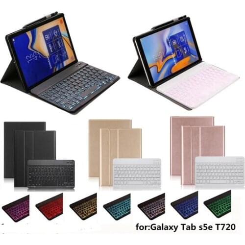 Bluetooth Keyboard Case for Samsung Galaxy Tab S5e 10.5 2019 SM-T720 SM-T725 Tablet Fabric with 7 Backlit Light Keyboard Cover
