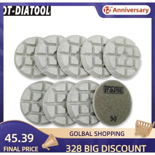 DT-DIATOOL 9pcs/set 80mm/3" Diamond Concrete Polishing Pads Resin Bond Sanding Discs For Repairing Renovating Concrete Floor