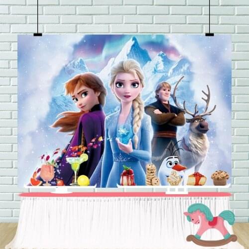 125x80 Cm Frozen 2 Princess Aisha Birthday Background Photography Cloth Tapestry Hero Birthday Party Decoration Backdrop Stand