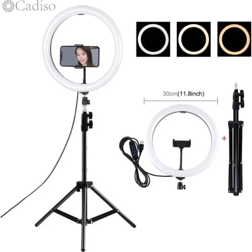 Cadiso 12 inch Ring Light Lamp LED Selfie Light for Phone with Tripod Phone Holder for Tiktok Youtube Video Photography Makeup