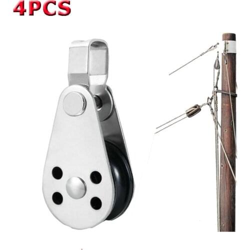 4pcs Kayak Pulley Single Block Parts Stainless Steel Rowing Pulley Marine Canoe Water Sports Durable Roller Sailing For Kayak
