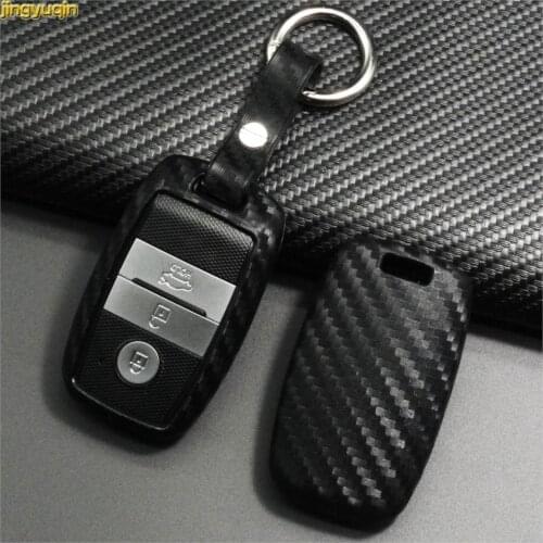 Jingyuqin Smart Carbon Silicone Key Cover Case For Kia Rio K2 Sedona Optima Ceed Sportage Soul Sorento Cerato Spectra Carens