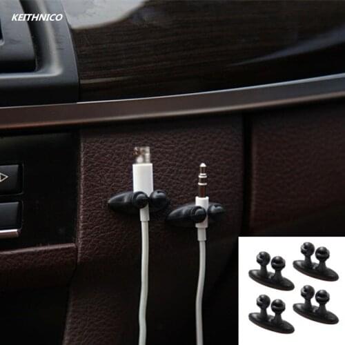 KEITHNICO 6Pcs Adhesive Cable Winder Car Interior Cable Clip Earphone Cable Organizer Wire Storage Holder Clip Cord Holder