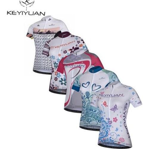 KEYIYUAN 2017 Womens Cycling Jersey Ropa Ciclismo Jacket Bike Bicycle Ladies Cycle Jersey Shirt Top Size S-5XL 5 Style