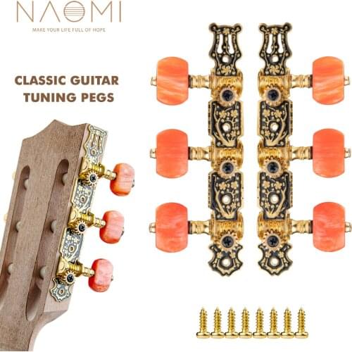 NAOMI Alice AO-020HV2P 2pcs(L&R) Classical Guitar Tuning Keys Pegs String Tuners 1:14 Gear Ration 3+3 Machine Heads
