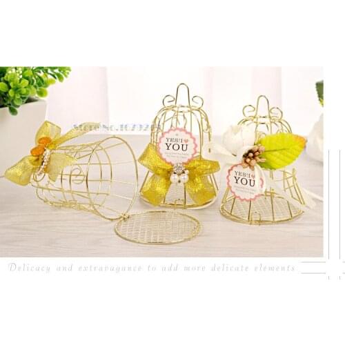 Golden Tin Bird Cage Bell candy box Christmas Golden wedding Halloween Gifts supplies,Hollowing out candy box