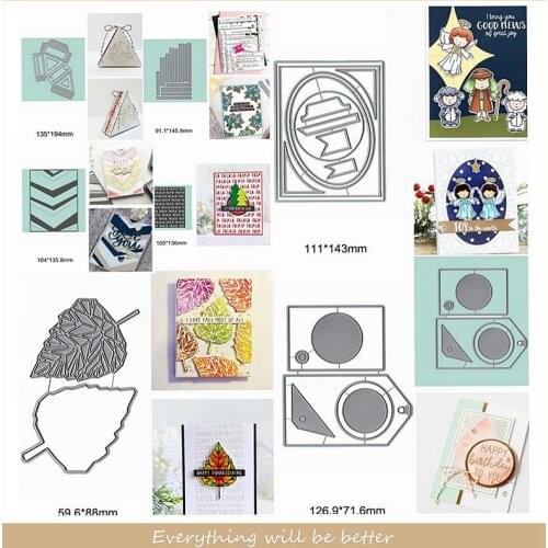 Leaves Square Triangle Square Round Sliver Frame Hollowed Metal Cutting Dies DIY Scrapbook Craft Decorate Cards Embossing Paper