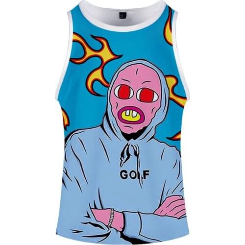 Tyler The Creator Golf Fire Flame Skateboard 3d Gym Tank Top Men Fitness sleeveless shirt Anime Singlet Bodybuilding summer vest