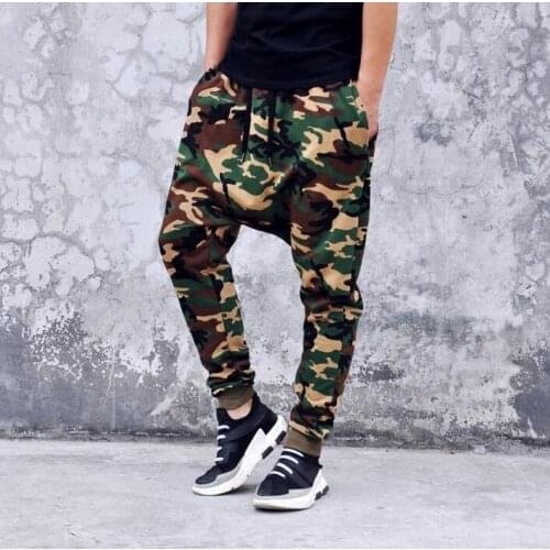 Spring autumn personality fashion men camouflage pants harem pant men feet trousers pantalones hombre cargo pantalon homme