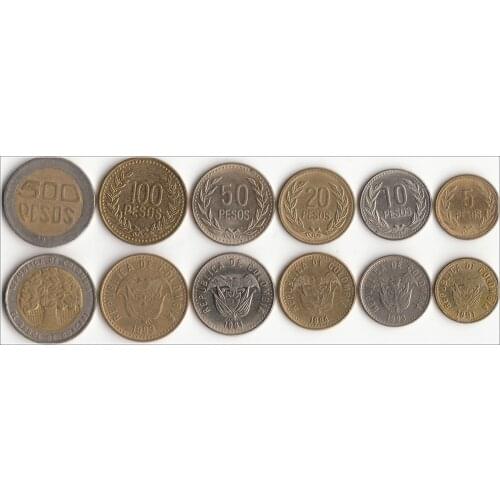 Colombia Set 6 Pieces America Coins Original Coin Commemorative Edition 100% Real