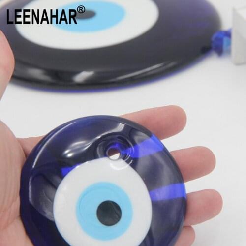 1PC Dia 80MM Lamp Work Greek Eye Wall Decor Handmade Round Blue Glass Wall Hanging Protection for Success DIY Jewelry Findings