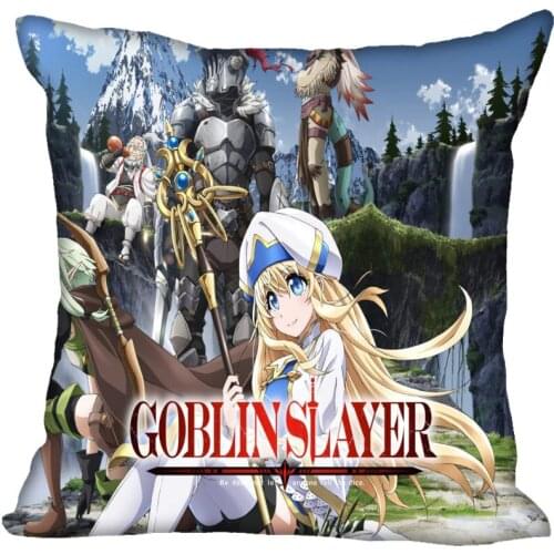 Anime Cartoon Goblin Slayer Pillowcase Satin Fabric Pillow Cover Square Zipper Pillow Cases Home Office Wedding Decorative