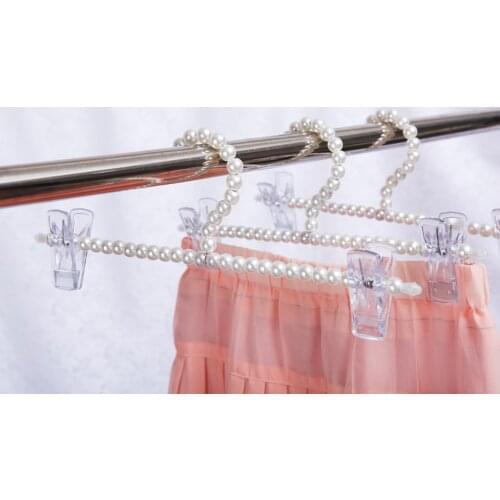 Non-Slip Beaded Clothes Hanger Pants Trouser Kids Dress Hanger Rack with Clip